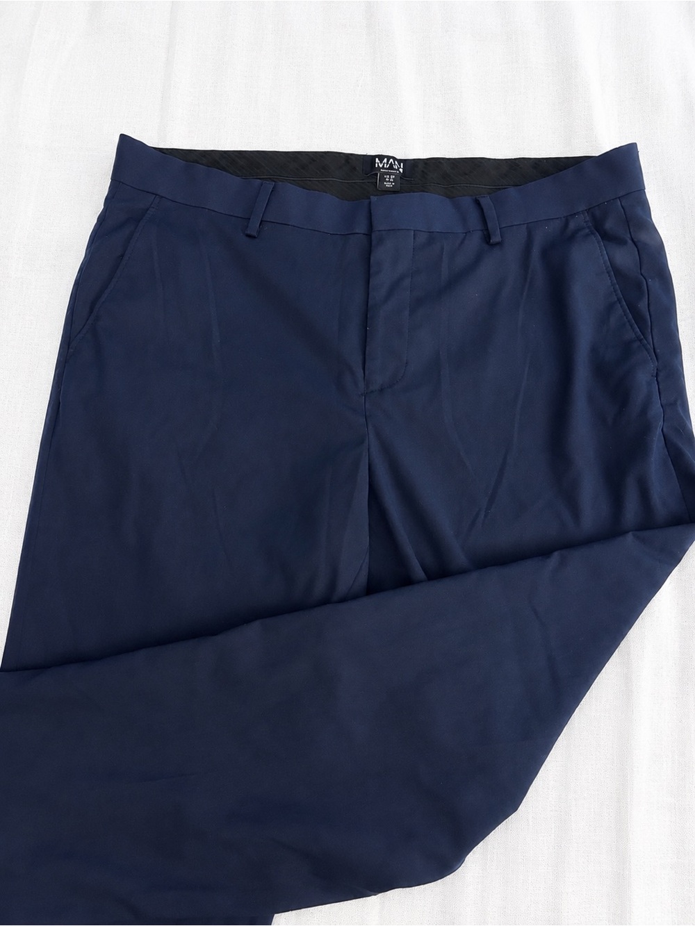 Boohoo Men's Navy Flat Front Dress Pants